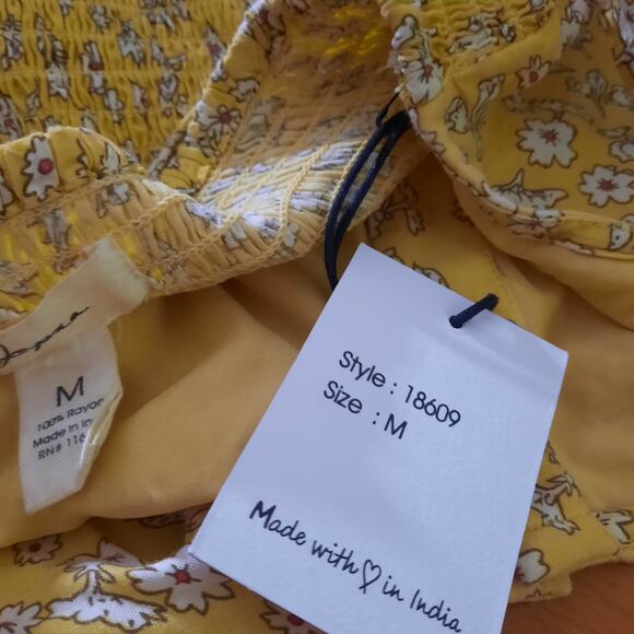 Japna Womens Yellow Ditsy Floral Button Front NWT Sun Dress Size M - Picture 6 of 7